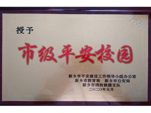 2020年1月，道清路小学荣获新乡市“市级平安校园”